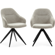 Set van 2 draaibare fauteuils in stof met zwarte metalen poten - TAMAR...