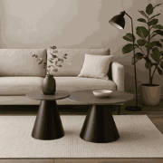 Set van 2 ronde salontafels in grijs - LOUNA