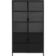 Vitrinekast 4-deurs - Zwart Metaal - 120x40x210cm - Tygo - Giga Meubel