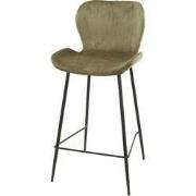 Barstoel Velvet Champagne - Ronde Buis - Zithoogte 67cm - Set van 4