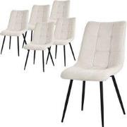 Eetkamerstoelen set van 6 Beige keukenstoel met polyester hoes en stal...