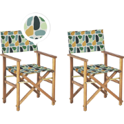 CINE  - Tuinstoel set van 2 - Lichthout/Groen/Abstract - Polyester