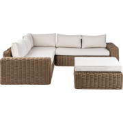 PALERMO - Loungeset - Bruin/Wit - PE rotan
