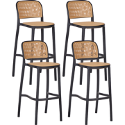 PLOSE - Barkruk set van 4 - Beige/Zwart - Kunststof