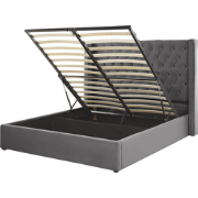 LUBBON  - Bed met opbergruimte - Grijs - 160 x 200 cm - Fluweel