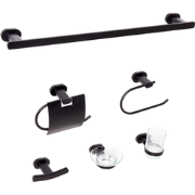 TOCOPILLA - 6-delige badkamer hardware set - Zwart - Aluminium