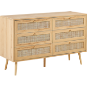 PEROTE - Commode - 6 Lades - Lichte houtkleur - Rotan