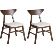 HOPKINS - Eetkamerstoelen set van 2 - Donkerbruin/Beige - Rubberhout