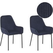 LOVERNA - Eetkamerstoel - Donkerblauw - Corduroy