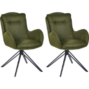 AVELAR - Eetkamerstoel set van 2 - Donkergroen - Stof