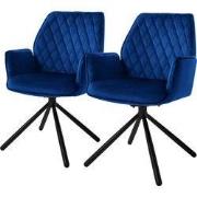 Eetkamerstoel set van 2 draaibaar met rugleuning en armleuningen Donke...