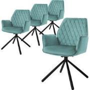 Eetkamerstoel set van 4 draaibaar met rugleuning en armleuningen Sage ...