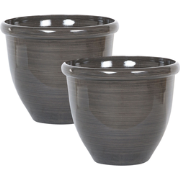 TESALIA - Bloempot set van 2 - Donkerbruin - 44 cm - Polyresin