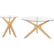 VALLEY - Salontafel set van 2 - Lichthout - Veiligheidsglas