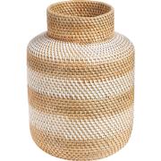 RENUN - Decoratieve vaas - Wit - Rotan