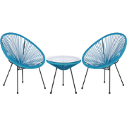 ACAPULCO - Bistroset voor 2 - Blauw - PE rotan