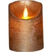Batterijverlichting kaars wax rustiek met bewegende vlam goud 10 cm