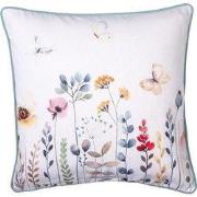 Clayre & Eef Kussenhoes Wit Groen Katoen Bloemen