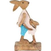 Clayre & Eef Beeld Konijn Bruin Blauw Hout