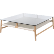 Fawn coffee table houten salontafel whitewash - met glazen tafelblad g...