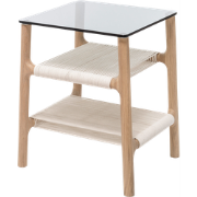 Fawn side table houten bijzettafel whitewash - met glazen tafelblad gr...