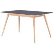 Stafa table houten eettafel whitewash - met linoleum tafelblad nero - ...