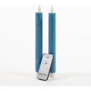 2Pcs Denim Blue Rustic Wax Taper Candle 23Cm Moving Fla