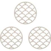 Krumble Siliconen pannenonderzetter - Rond - Beige - Set van 3
