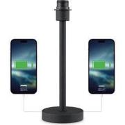 Moderne Tafellamp Voet in Zwart - 14 x 14 x 39 cm - Inclusief USB A+C ...