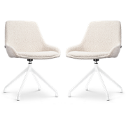 Nola-Isa draaibare eetkamerstoel bouclé beige - wit onderstel - set va...