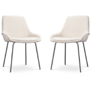 Nora-Isa eetkamerstoel bouclé beige - zwart onderstel - set van 2