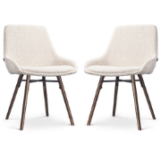 Nena-Isa eetkamerstoel bouclé beige - walnoot houten onderstel - set v...