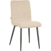 LABEL51 Eetkamerstoel Sam - Zand - Boucle - Zwart Metalen Frame