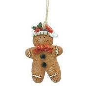 Clayre & Eef Kersthanger Gingerbread man Bruin Polyresin