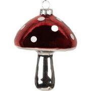 Clayre & Eef Kersthanger Paddenstoel Rood Glas