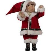 Clayre & Eef Kerstdecoratie Beeld Beer Rood Kunststof Kerstman