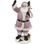 Clayre & Eef Kerstdecoratie Beeld Kerstman Roze Kunststof