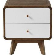 Nachtkastje 2 Laden Houtdecor en Wit - ALBURA