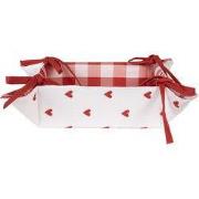 Clayre & Eef Broodmand Wit Rood Katoen Hartjes