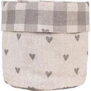 Clayre & Eef Broodmand Beige Grijs Katoen Hartjes