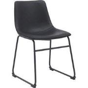 LABEL51 Eetkamerstoel Risto - Zwart - PU-Leder - Zwart Metalen Frame