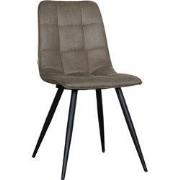 LABEL51 Eetkamerstoel Bistro - Taupe - Micro Suede - Zwart Metalen Fra...