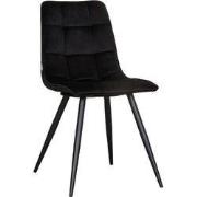 LABEL51 Eetkamerstoel Bistro - Zwart - Fluweel - Zwart Metalen Frame