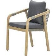 Santos dining fauteuil - acaciahout white wash-rope dgrijs-mystic grey