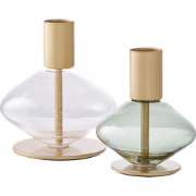 Wieke kandelaar goud - set van 2