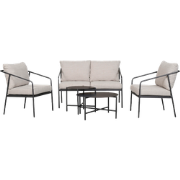 Nikki tuin loungeset zwart 5 delig - tweezitsbank, stoelen en salontaf...