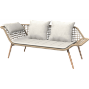 Eliana rotan tuinbank naturel - met beige zitkussens