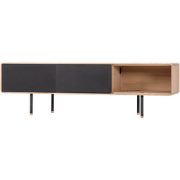 Fina lowboard houten tv meubel whitewash - met nero linoleum - 160 x 4...