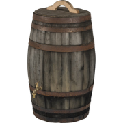 Regenton 100 liter oud met vulgat in deksel en messing