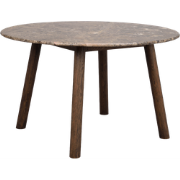 Taransay eikenhouten eettafel donker bruin - met bruin travertine tafe...